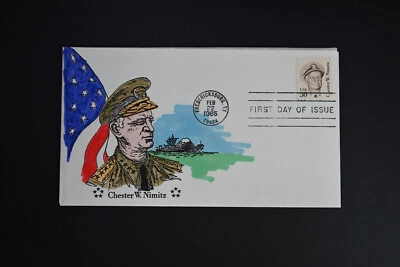 1985 FDC USA Scott #1869 Harod Dylhoff Hand Painted Cachet VF Cover Nimitz Stamp - Image 1 of 2