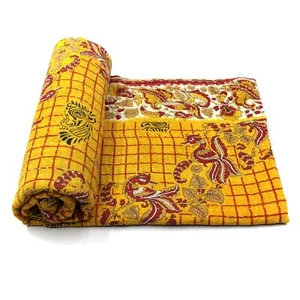 Vintage Kantha Quilt Indian Handmade Cotton Counterpane Blanket Throw d - Picture 1 of 5