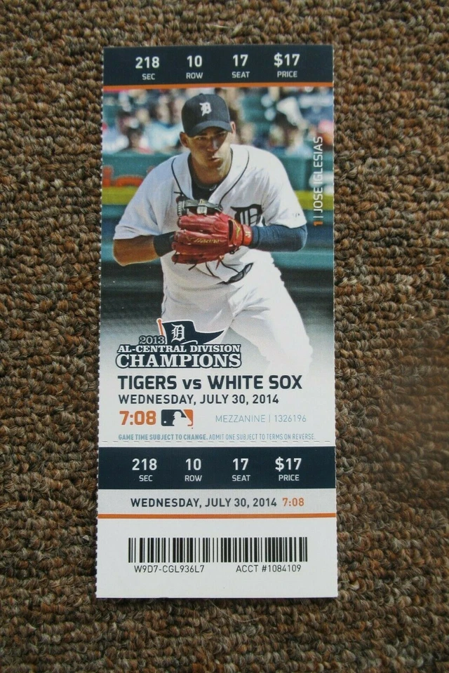 DETROIT TIGERS VS CHICAGO WHITE SOX 30/07/2014 BOLETO COMPLETO ~ DUNN/CASTELLANOS HRs Foto 1 de 1