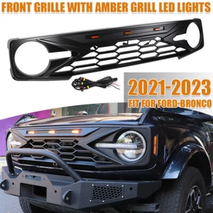 Parrilla superior delantera estilo Raptor mate negra para Ford Bronco 2021 2022-2023 - Imagen 1 de 10