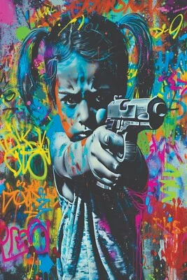 小女孩班克斯·格拉菲蒂流行艺术印刷品/海报画布/撒丁照片纸 T44 — 第 1/4 张图片