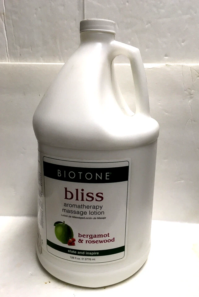 Loción de masaje aromaterapia Biotone Bliss bergamota y palo de rosa 3776 ml / 128 oz Foto 1 de 3