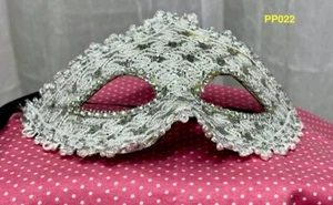 Mask, Adult, Costume, Masquerade, Party, Prop, White Lace, Rhinestones Tie PP022 - Picture 1 of 6