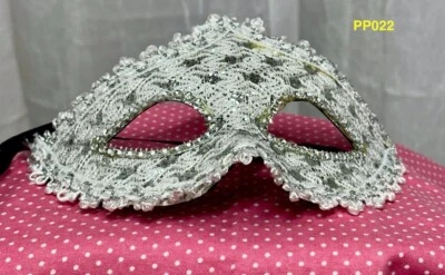 Máscara, Adulto, Fantasia, Máscara, Festa, Prop, Renda Branca, Gravata de Strass PP022 - Imagem 1 de 4