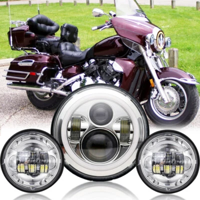 7-дюймовая светодиодная фара + проходные фары 4,5 дюйма для Yamaha Royal Star Venture XVZ1300 - Изображение 1 из 4