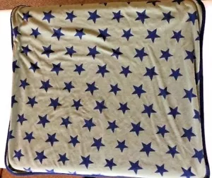 Carter's Gray Micro Fleece Dark Blue Stars & Piping Baby Boy Blanket Security - Picture 1 of 4