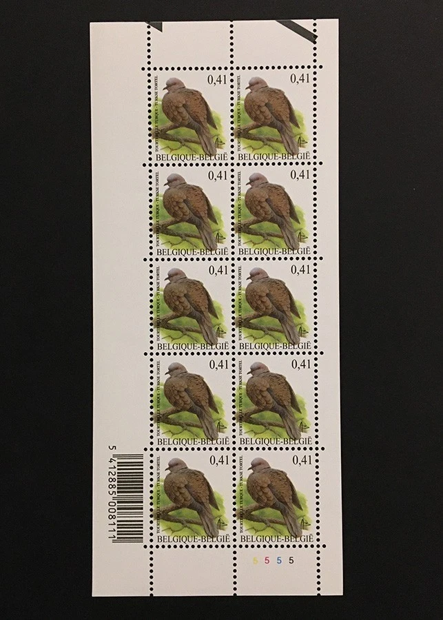 Bélgica 2002 2003 MNH ** 0,41 pájaro Sc#1913B hoja de 10 Foto 1 de 1