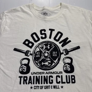 Boston Under Armour Training Club Men’s Large Used White Shirt Great Condition - Picture 1 of 2