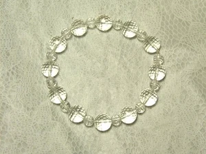 BRACCIALE ELASTICO CYNTHIA LYNN "CRYSTAL CLEAR" QUARZO CRISTALLO APRILE PIETRA NASCITA - Foto 1 di 1