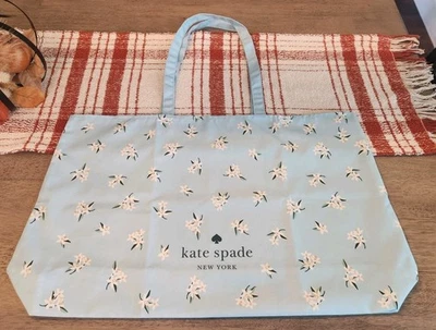 Nuevo Bolso de Mano Kate Spade Azul Estampado de Flores Lona XL Tela Foto 1 de 4