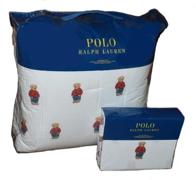 RALPH LAUREN Polo Teddy Bear Red Sweatshirt Boy 5P TWIN COMFORTER & SHEET SET - Image 1 of 4