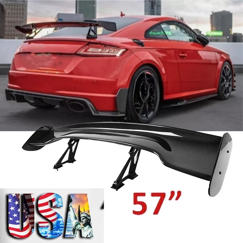 For Audi  TT TTRS 57" GT Rear Trunk Spoiler Wing Carbon /Fiber Look Foto 1 de 4