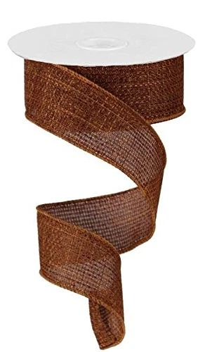 Solid Wired Edge Ribbon 1.5" Copper Rust Brown - 10 Yards RG121174