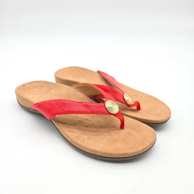 Vionic Hilda Woven Thong Sandals Size 11 New Red Metallic Detail Otrhopedic - Image 1 of 4