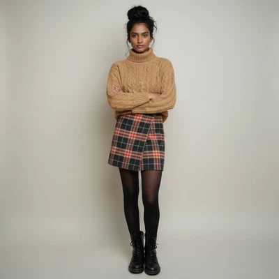 Minifalda vintage Charter Club mezcla de lana a cuadros envolvente - talla 2P - cuadros tartán Foto 1 de 4