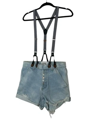 Pantalones Cortos One Teaspoon Mujer 26 Azul Botón Mosca MUESTRA Envejecido Nuevo Sin Etiquetas Foto 1 de 4