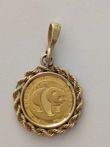 1983 Gold Panda 1/10 oz 10 Yuan Chinese Gold Coin + 14k Gold Pendant. 4a4 - Picture 1 of 5