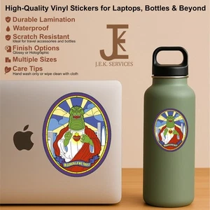 Funny In Godzilla We Trust Sticker, Waterproof Vinyl Saint Godzilla Decal - Picture 1 of 3
