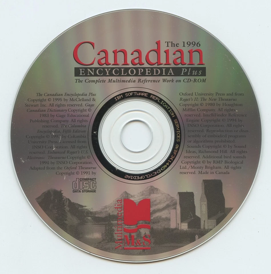 The 1996 Canadian Encyclopedia Plus PC CD-ROM Disc Only - Image 1 of 1