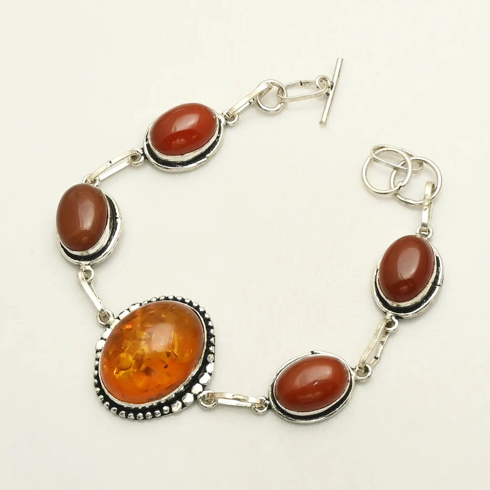 Pulsera hecha a mano de piedras preciosas de cornalina ámbar 22 gms para Navidad AB 20001 Foto 1 de 1