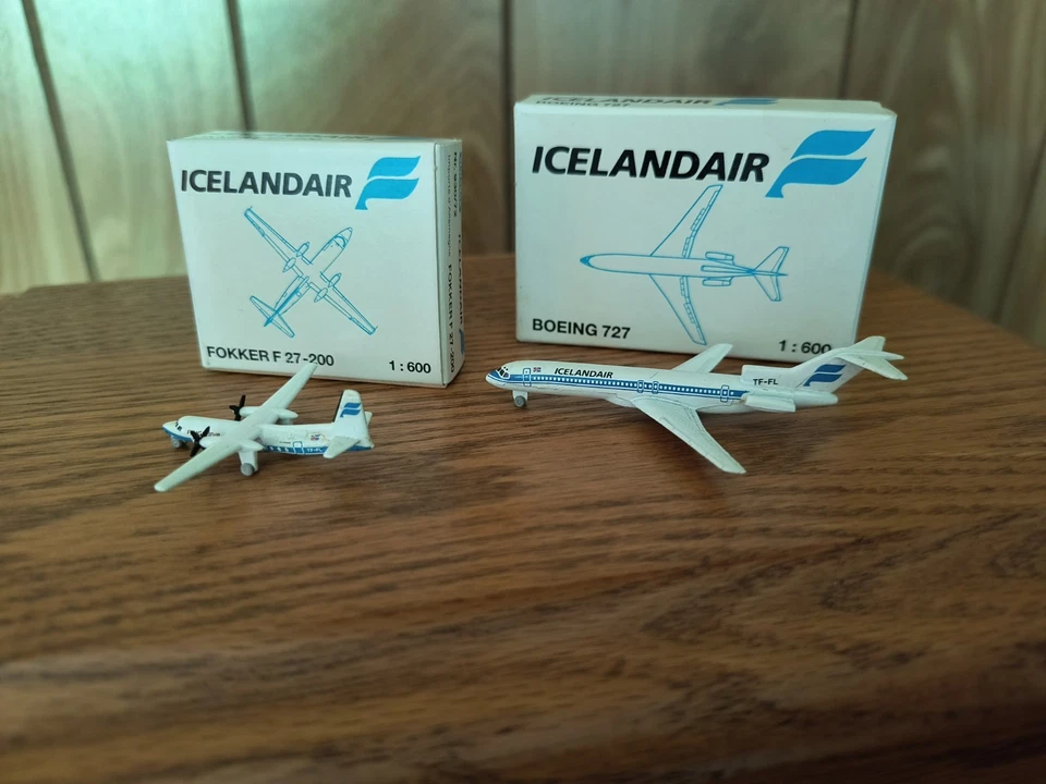 Icelandair Juego De Dos Modelos Diecast B-727-200, F-27-200 Schabak 1/600 Foto 1 de 1