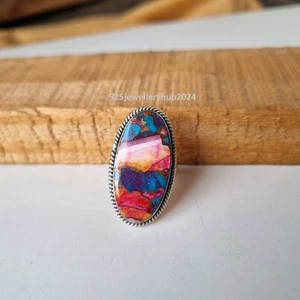 Pink Copper Turquoise Gemstone Ring 925 Sterling Silver Handmade Ring PG6288 - Picture 1 of 4