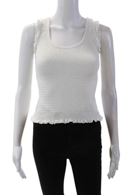 Top corto Joie para mujer de lino con volantes sin mangas blanco talla XS Foto 1 de 4