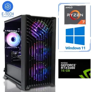 Gaming PC AMD Ryzen 7 7700 64GB DDR5 NVME M.2 SSD 16GB NVIDIA RTX 5080 W11 RGB - Afbeelding 1 van 20