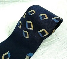 New ListingVintage Polo Ralph Lauren 100% Silk Tie Blue + 3D Square Design Marshall Field