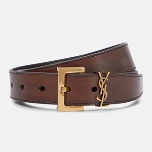 SAINT LAURENT Cassandre YSL Monogramm Ledergürtel in verbranntem braun Größe 70 - Bild 1 von 11