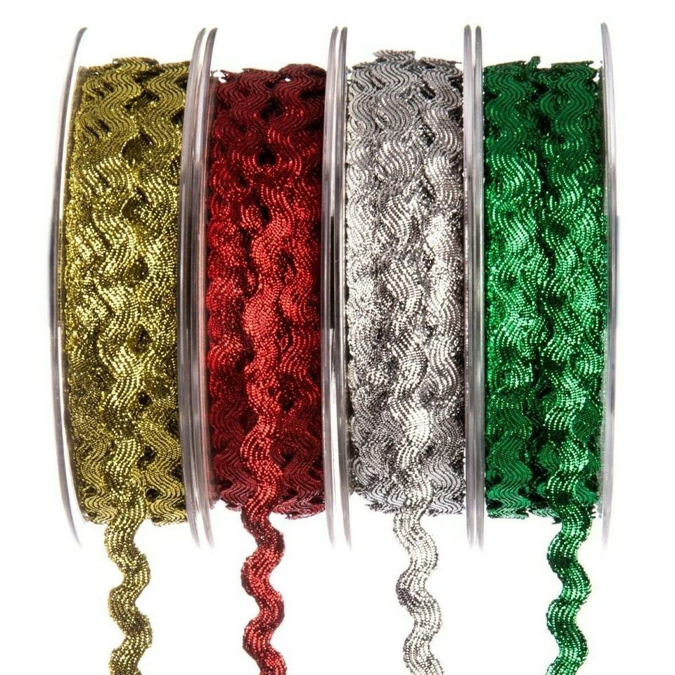 RIC RAC Ribbon Braid Trimming Reel LUREX 20 Metre 6mm Sewing Wedding Decor Craft