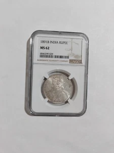 1891B British India Rupee NGC MS62 - Picture 1 of 2