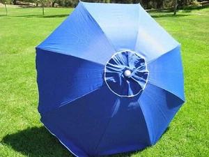 7FT. WATERPROOF 97% UVA PROTECTION BEACH UMBRELLA WITH CARRY CASE - SOLID BLUE - Picture 1 of 3