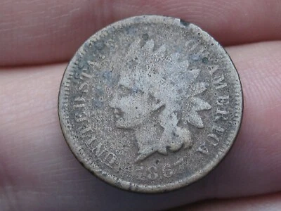 1867 Indian Head Cent Penny- Good/VG Details - Image 1 of 4