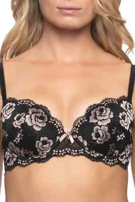 Sujetador Felina F5826S2 contorno de encaje color cruzado talla 36C negro Foto 1 de 2