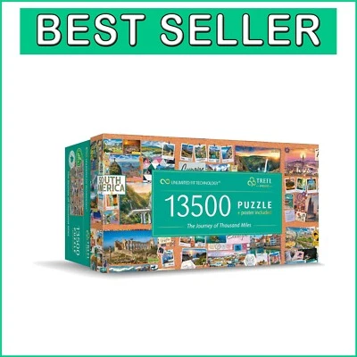 Multilingual 13500 Piece Puzzle Featuring Global Landmarks - Fun for All Ages - Image 1 of 4