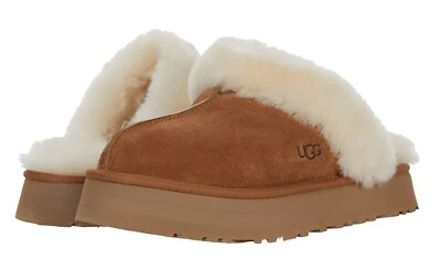 Nuevo 100% Auténtico UGG Suave Disquette Plataforma Zapatillas Castaño Zapatos para Mujer Foto 1 de 4