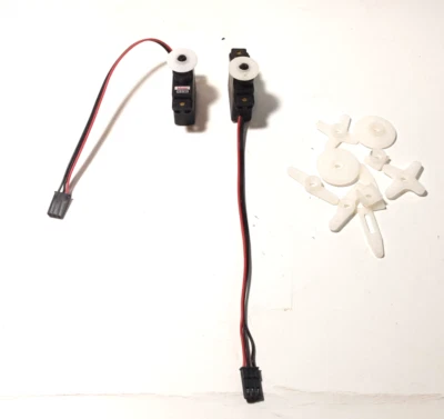 Airtronics Hitec 2 OLD STYLE wired servos HS-81MG  2 Black 1 Red NEW OLD STOCK - Image 1 of 4