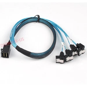 Câble séparateur de données de disque dur cible Mini SAS SFF-8643 à 4 SATA 90 degrés 50 cm - Photo 1/8