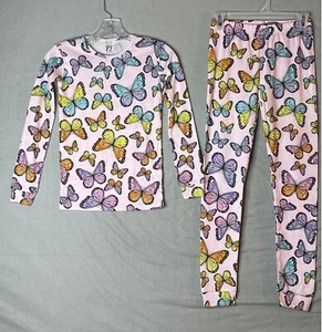 PJ Place Pajama Set Size 12 Light Pink Cotton W All Over Butterfly Pattern - Picture 1 of 8