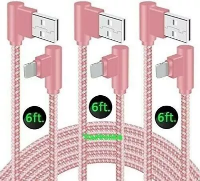 3 PACK 6FT 90 Degree Angle Type C USB-A Fast Charger Cable Quick Charging Cord L - Image 1 of 4