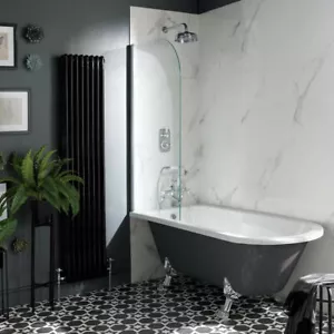 BC Designs Tye Freestanding Shower Bath 1700mm - Gloss White -Choice of Feet Set - Picture 1 of 7