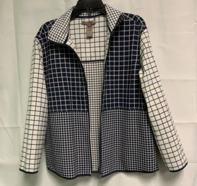 Chaqueta Sharon Young Damas Reversible Cuadros Patrón Cremallera Completa Talla L Foto 1 de 2