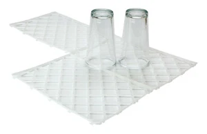 Interlocking Glass Mats White Plastic Pub Bar Liner Shelf Glass Matting 8" x 12" - Picture 1 of 12