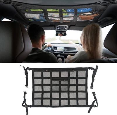 Car Double-Layer Roof Ceiling Cargo Net Mesh Storage Bag Fit Nissan Accessories - image 1 of 4