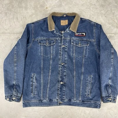 Vintage Swingster Embroidered Jean Trucker Jacket Flannel Lined Mens 2XLT - Image 1 of 4