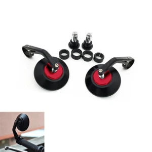 Red Retro Motorcycle Scooter Handle Bar End Rearview Side Mirrors For Kawasaki - Picture 1 of 6