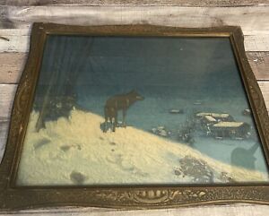 Vtg/Antique Wood Frame With Glass, Litho Included