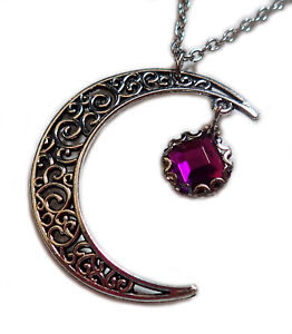  Moon Wicca Pendant Ritual Pagan Medieval Silver Necklace Gothic Goth Jewelry