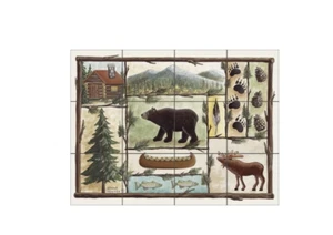 12 - Tile Mural Backsplash Ceramic Jensen Bear Animal Wildlife Lodge Art DJ033 - Picture 1 of 6
